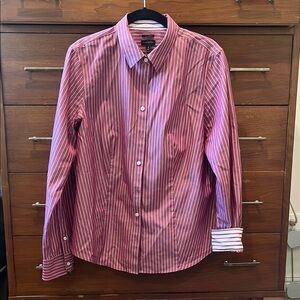 Talbots Red Striped Blouse Long-Sleeved